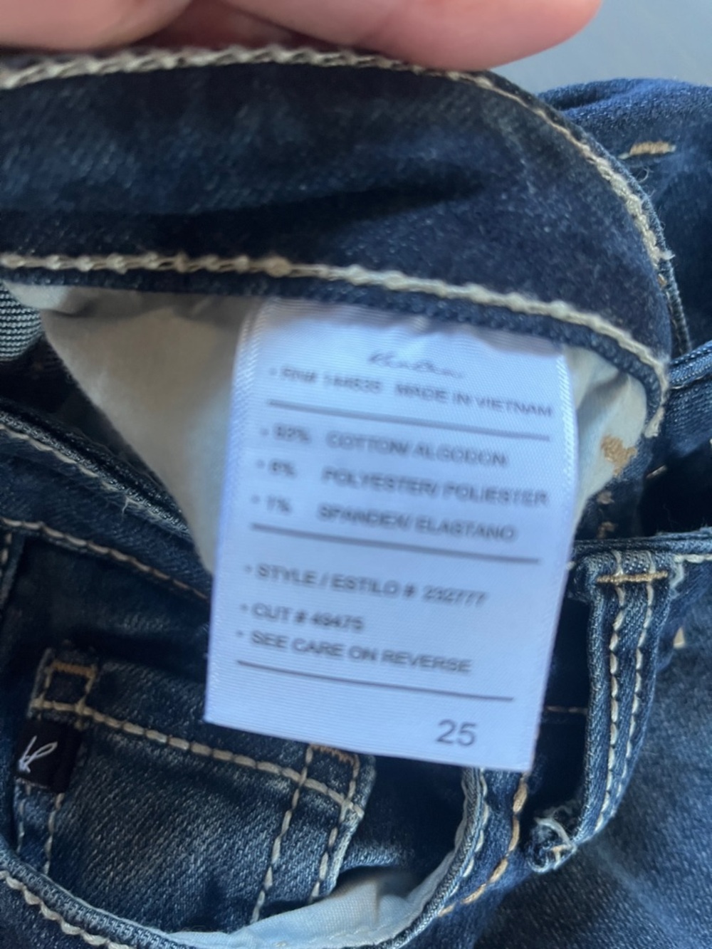 KanCan Dark Blue Curvy Bootcut Jeans with Frayed Hem Size 25 - Picture 4 of 8